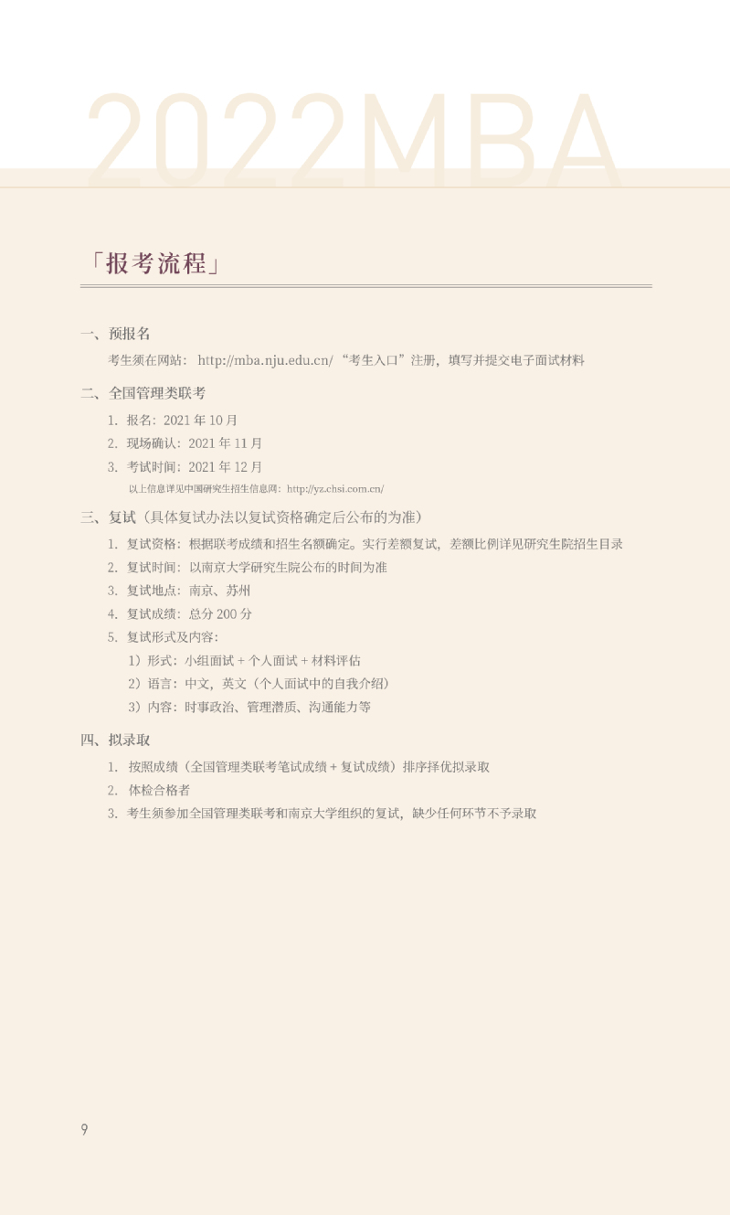 2022年南京大学商学院MBA招生简章