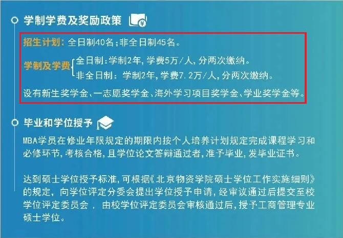 2022年北京物资学院MBA学费学制及招生人数一览